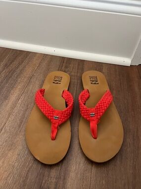 Billabong Red Braided-Strap Tan Footbed Sandals